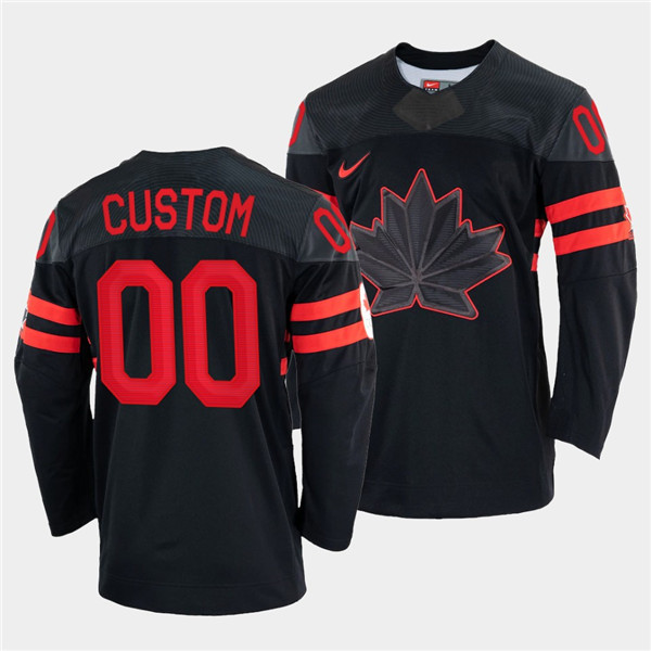 Men's Canada Hockey Custom 2022 Beijing Winter Olympic Black Stitched Jersey